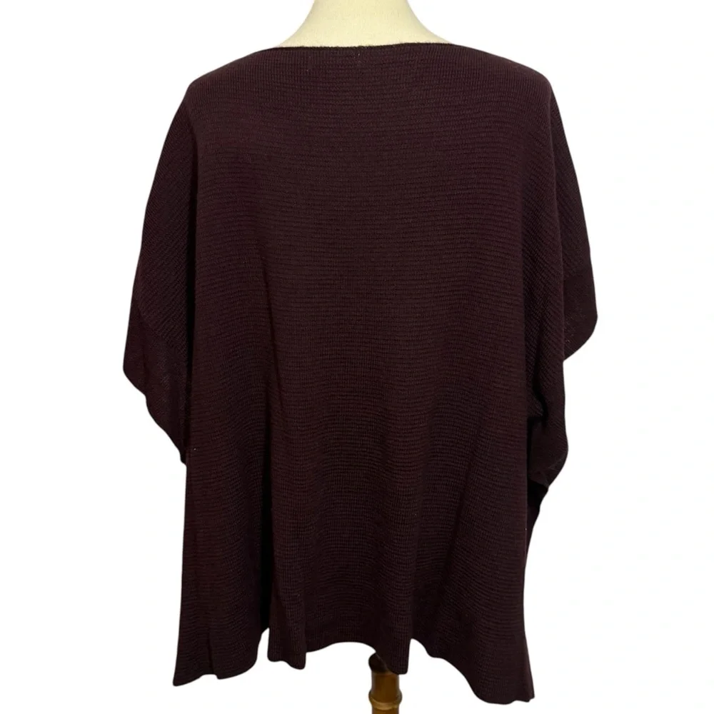 New York & Company Deep Burgundy Boatneck Poncho Sweater - Picture 2 of 12